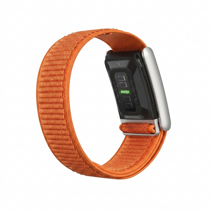 b&s Navigator Nylon+Plastic Strap for Whoop 5.0 Peak, Army GRN&ORN with S Steel Brushed Silver Clasp