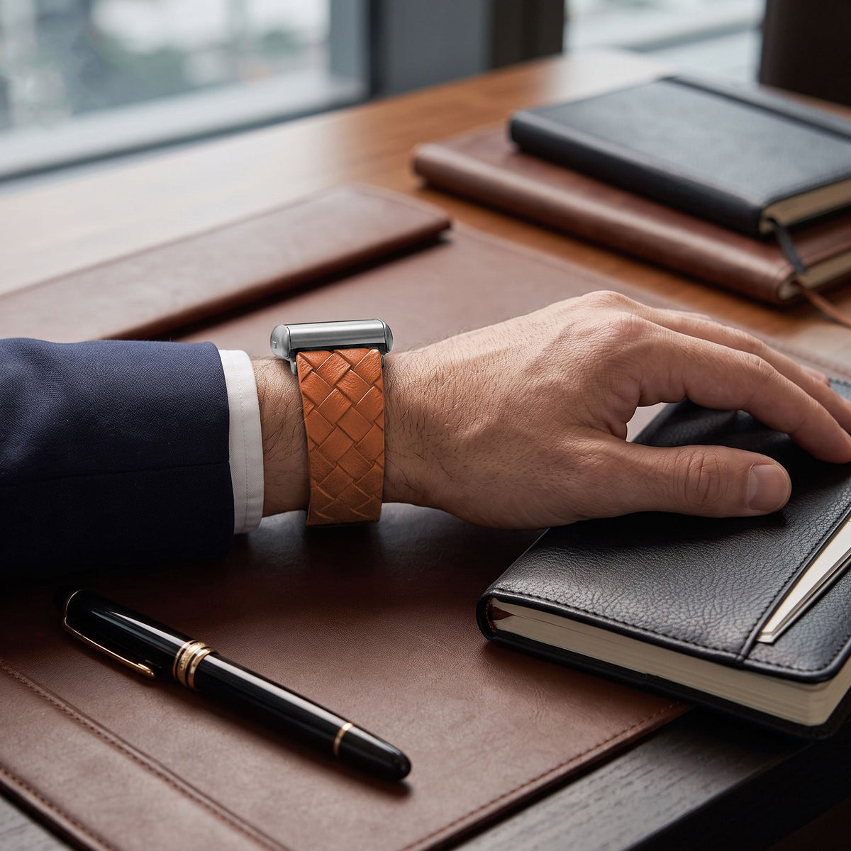 b&s Genuine Leather Strap for Whoop 5.0 Peak with Stainless Steel Titanium Clasp