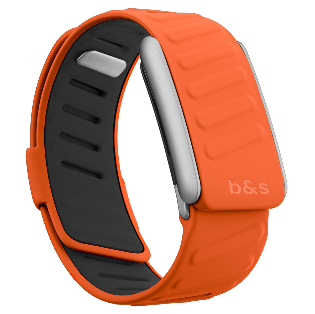b&s Silicone Strap for Whoop 5.0 Peak, S Steel Glossy Silver Clasp