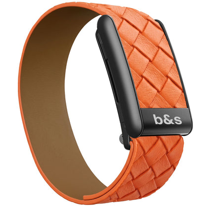 b&s Genuine Leather Strap for Whoop 5.0 Peak with Stainless Steel Black/Grey/Brown/Orange Clasp