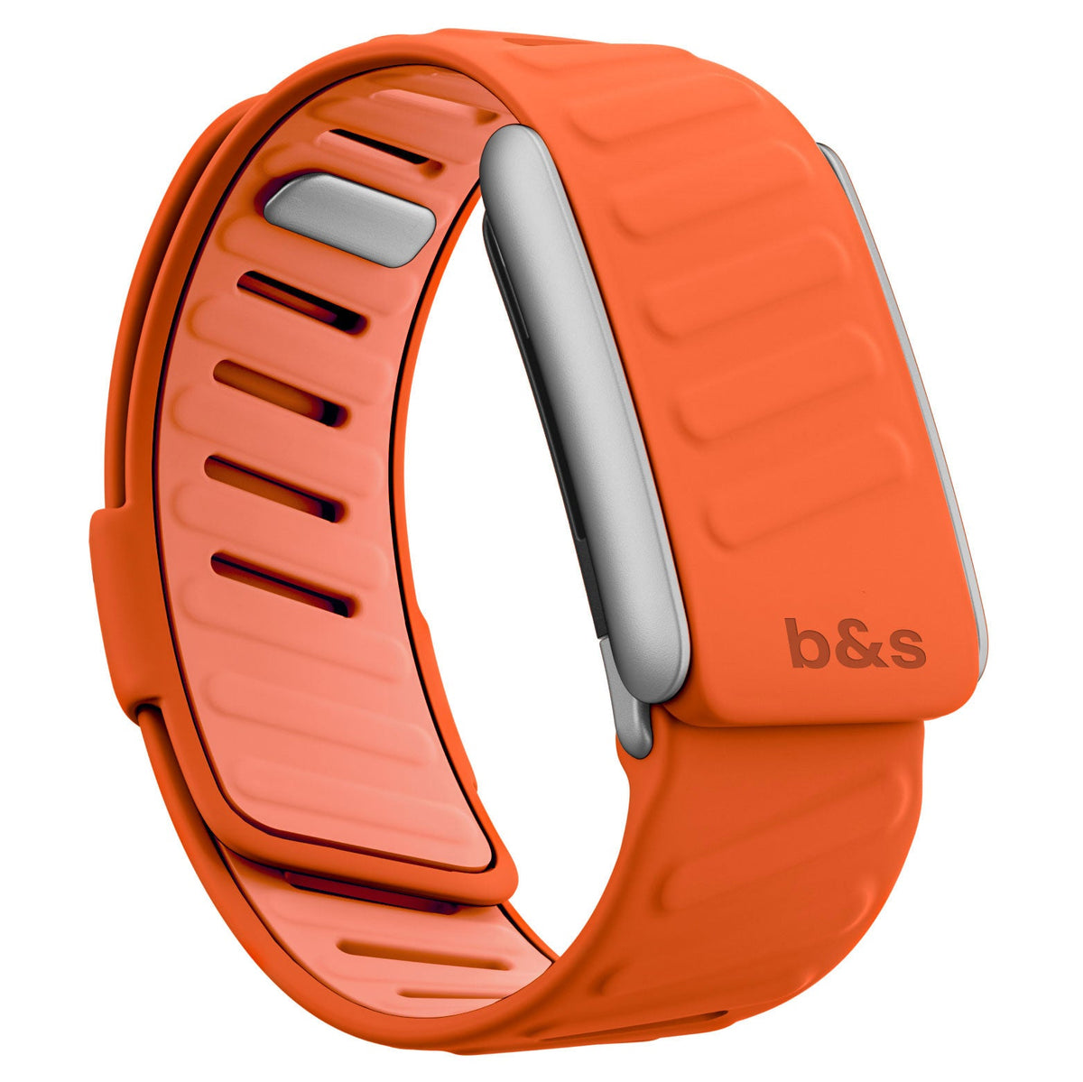 b&s Silicone Strap for Whoop 5.0 Peak, S Steel Glossy Silver Clasp