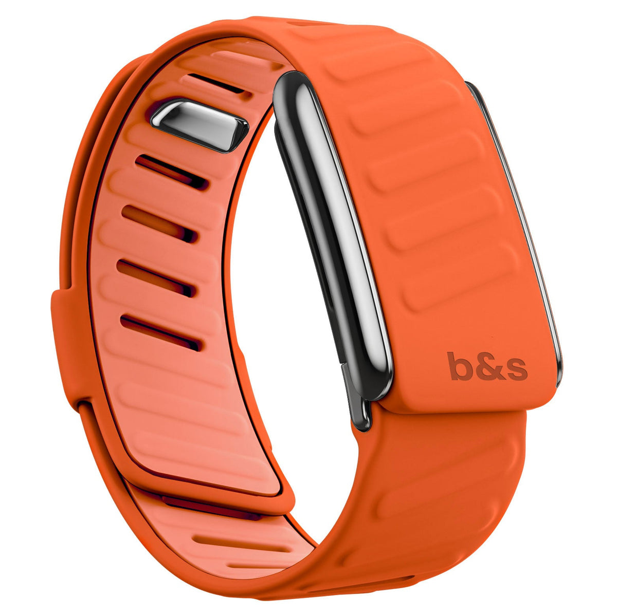 b&s Silicone Strap for Whoop 5.0 Peak, S Steel Glossy Silver Clasp