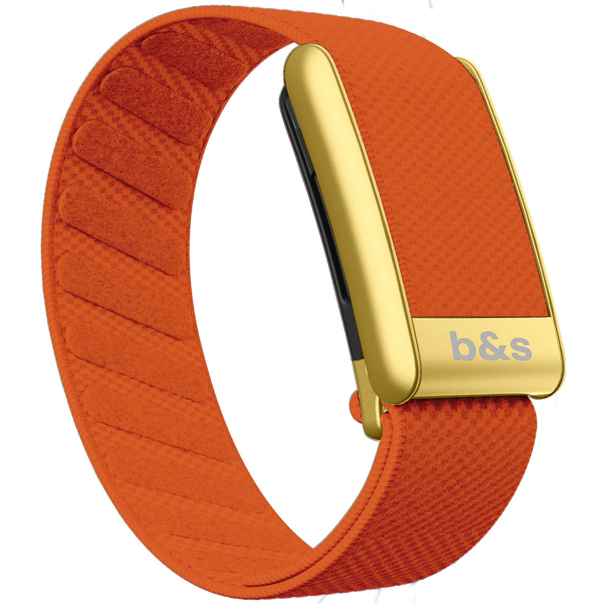 b&s Superknit Nylon Strap for Whoop 5.0 Peak, Jet Black with S Steel Matte Gold Clasp