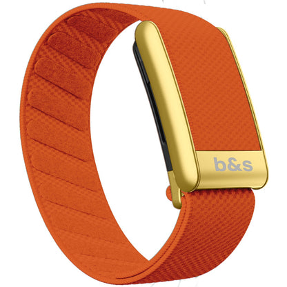 b&s Superknit Nylon Strap for Whoop 5.0 Peak, Jet Black with S Steel Matte Gold Clasp