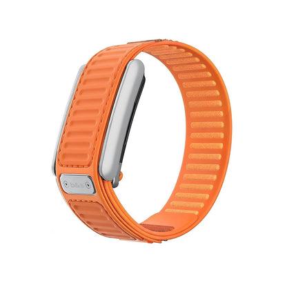 b&s Navigator Nylon+Plastic Strap for Whoop 5.0 Peak, Army GRN&ORN with S Steel Brushed Silver Clasp