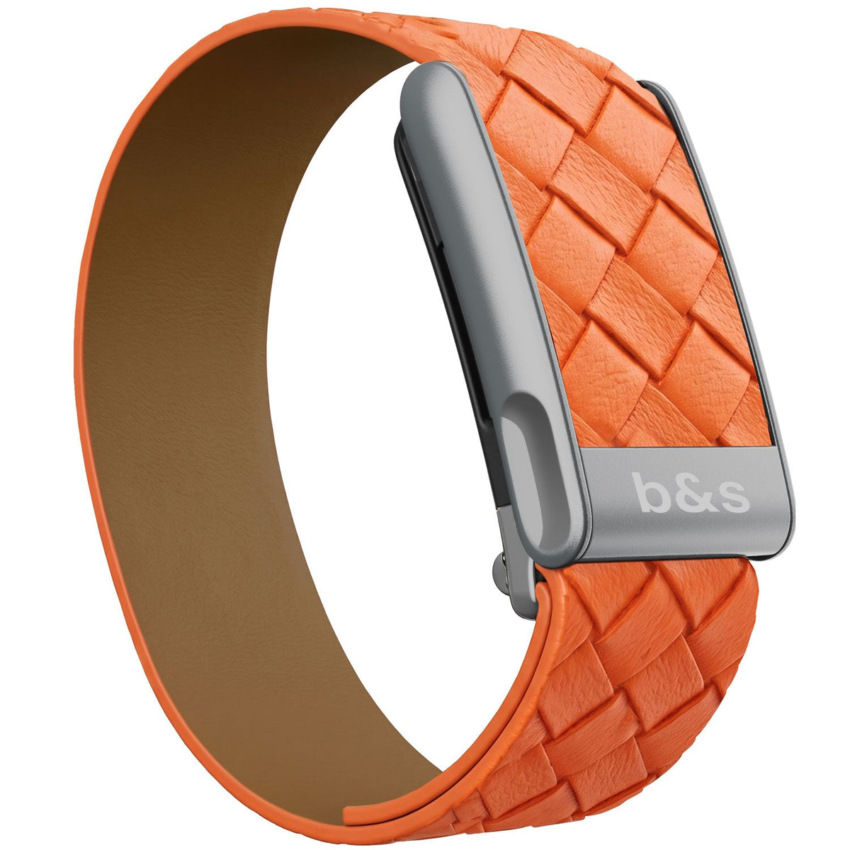 b&s Genuine Leather Strap for Whoop MG Life, Grey with S Steel Titanium Color Clasp