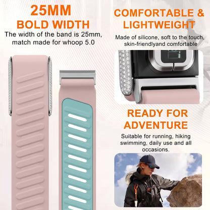 b&s Silicon Strap for Whoop 5.0 Peak with Stainless Steel White Crystals Clasp (Copy)