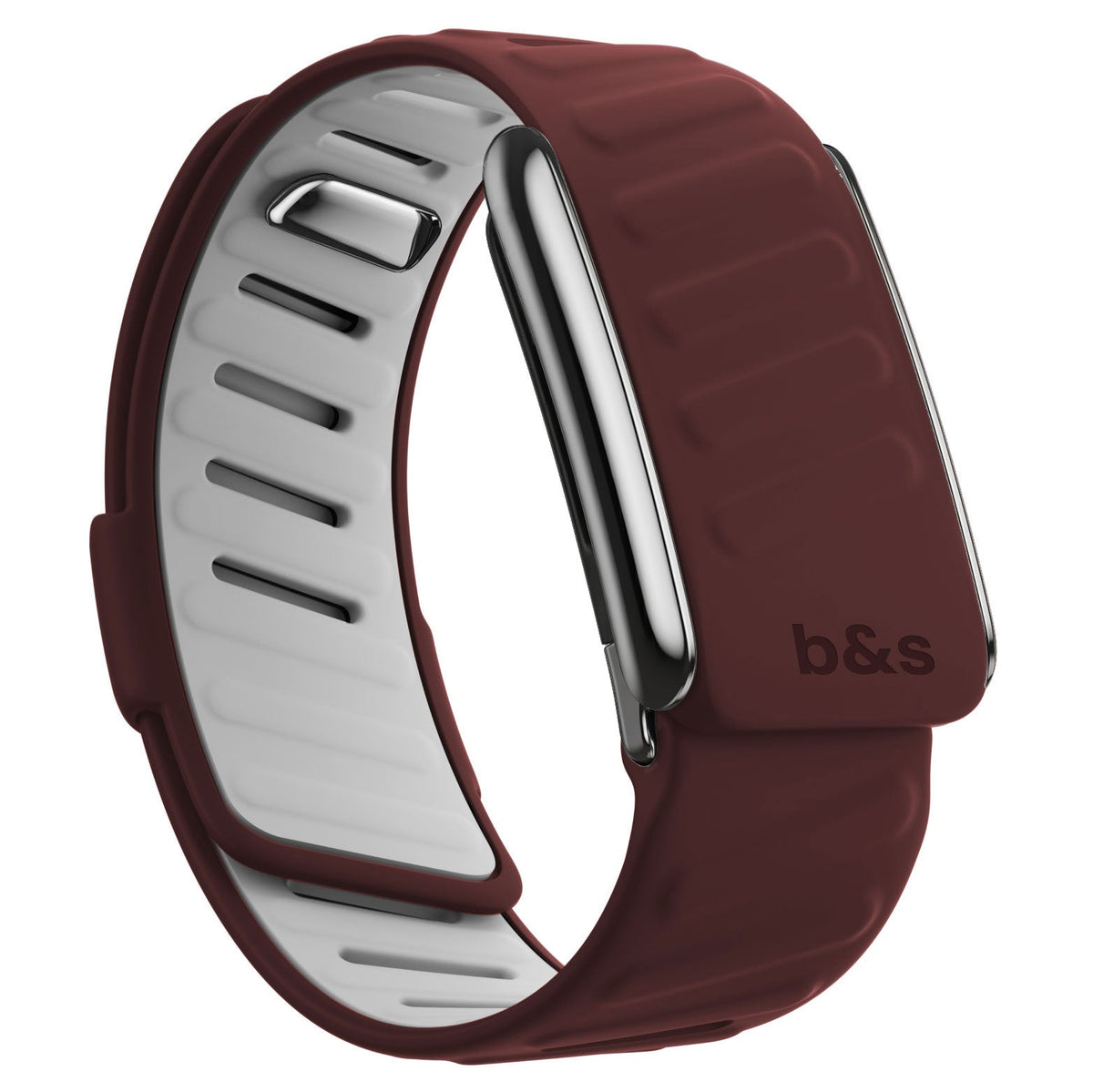 b&s Silicone Strap for Whoop 5.0 Peak, S Steel Glossy Silver Clasp