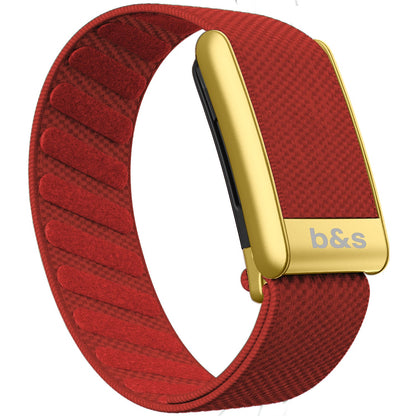 b&s Superknit Nylon Strap for Whoop 5.0 Peak, Jet Black with S Steel Matte Gold Clasp