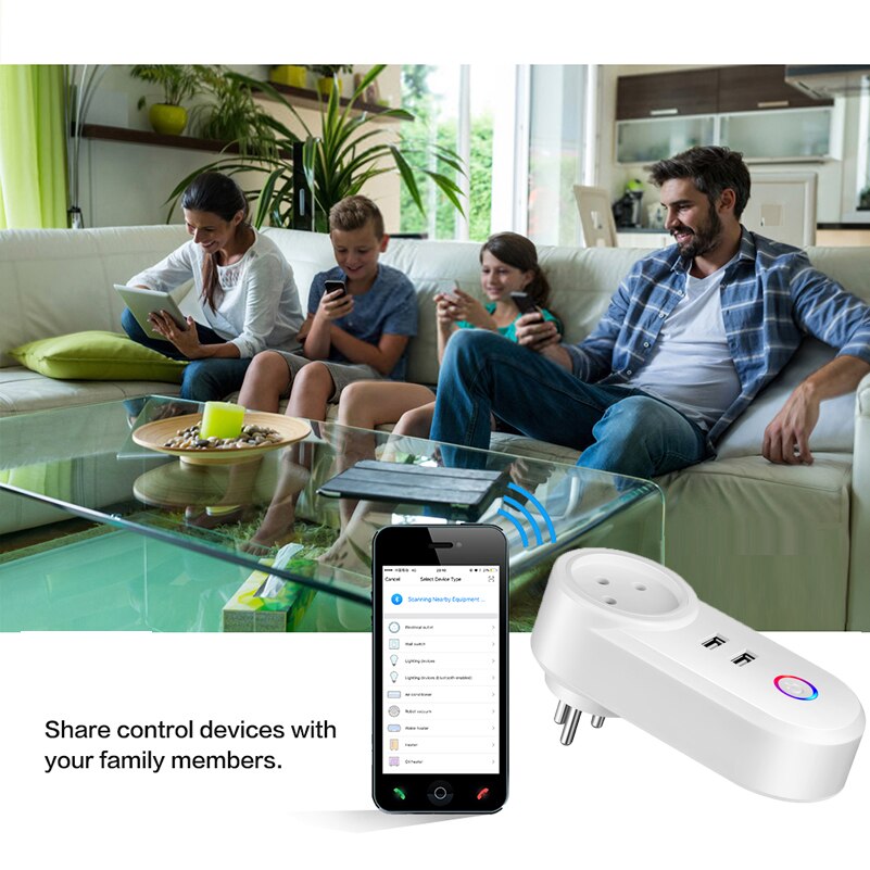 Smart Home 10A EU/US plug power socket with USB 