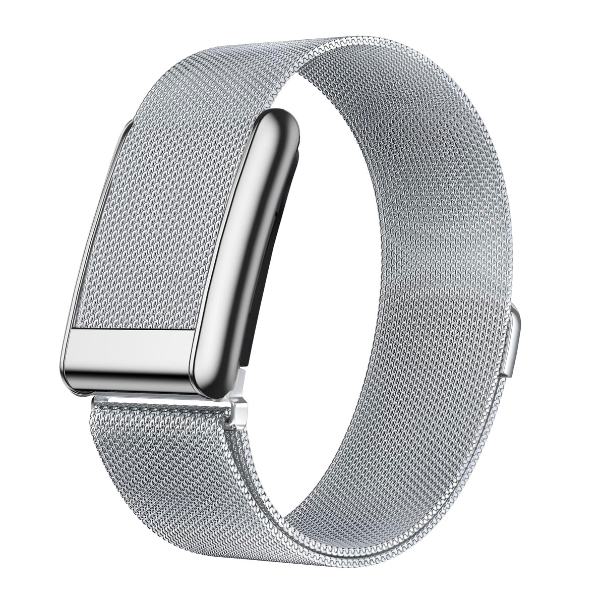 b&s Milanese S Steel Strap for Whoop 5.0 Peak, Silver with S Steel Brushed Silver Clasp