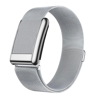 b&s Milanese S Steel Strap for Whoop 5.0 Peak, Silver with S Steel Brushed Silver Clasp