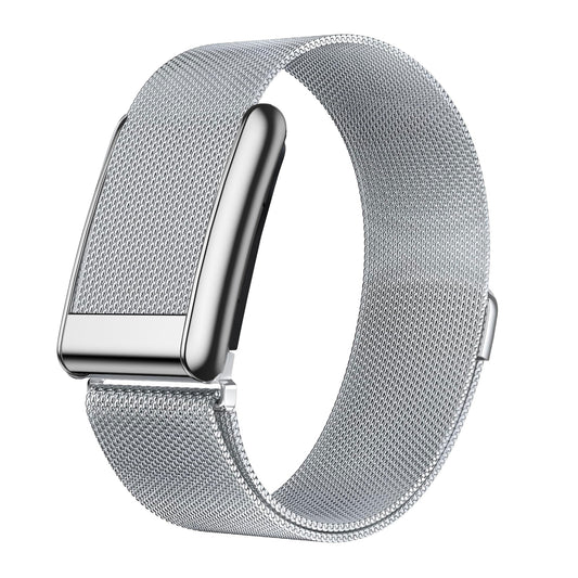 b&s Milanese S Steel Strap for Whoop 5.0 Peak, Silver with S Steel Brushed Silver Clasp