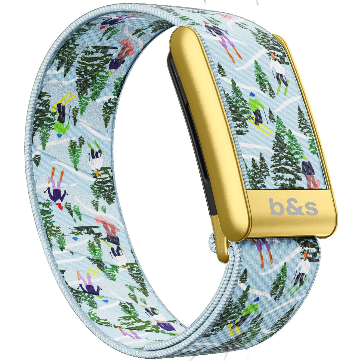 b&s Superknit Nylon Strap for Whoop 5.0 Peak, Jet Black with S Steel Matte Gold Clasp