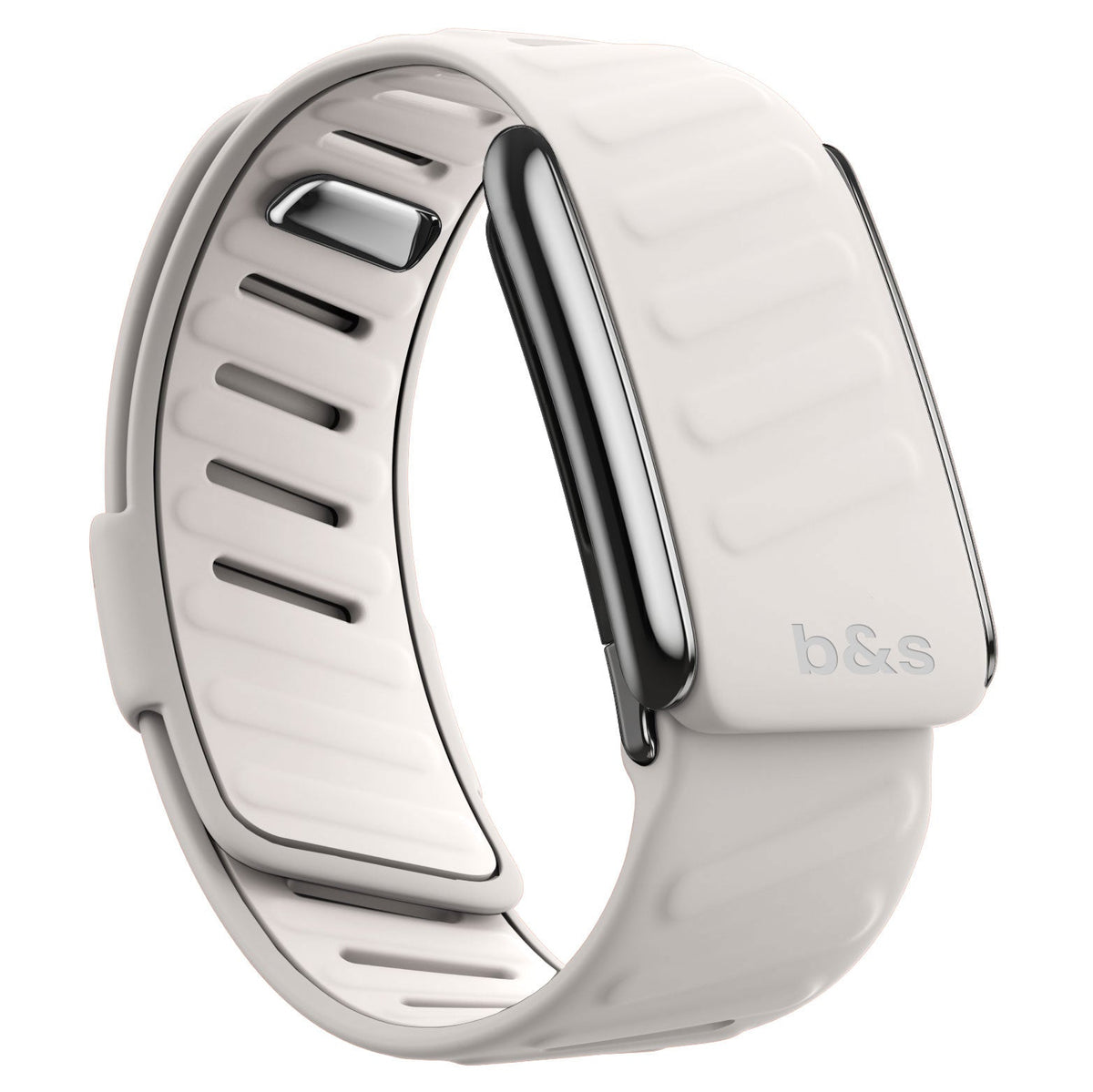 b&s Silicone Strap for Whoop 5.0 Peak, S Steel Glossy Silver Clasp