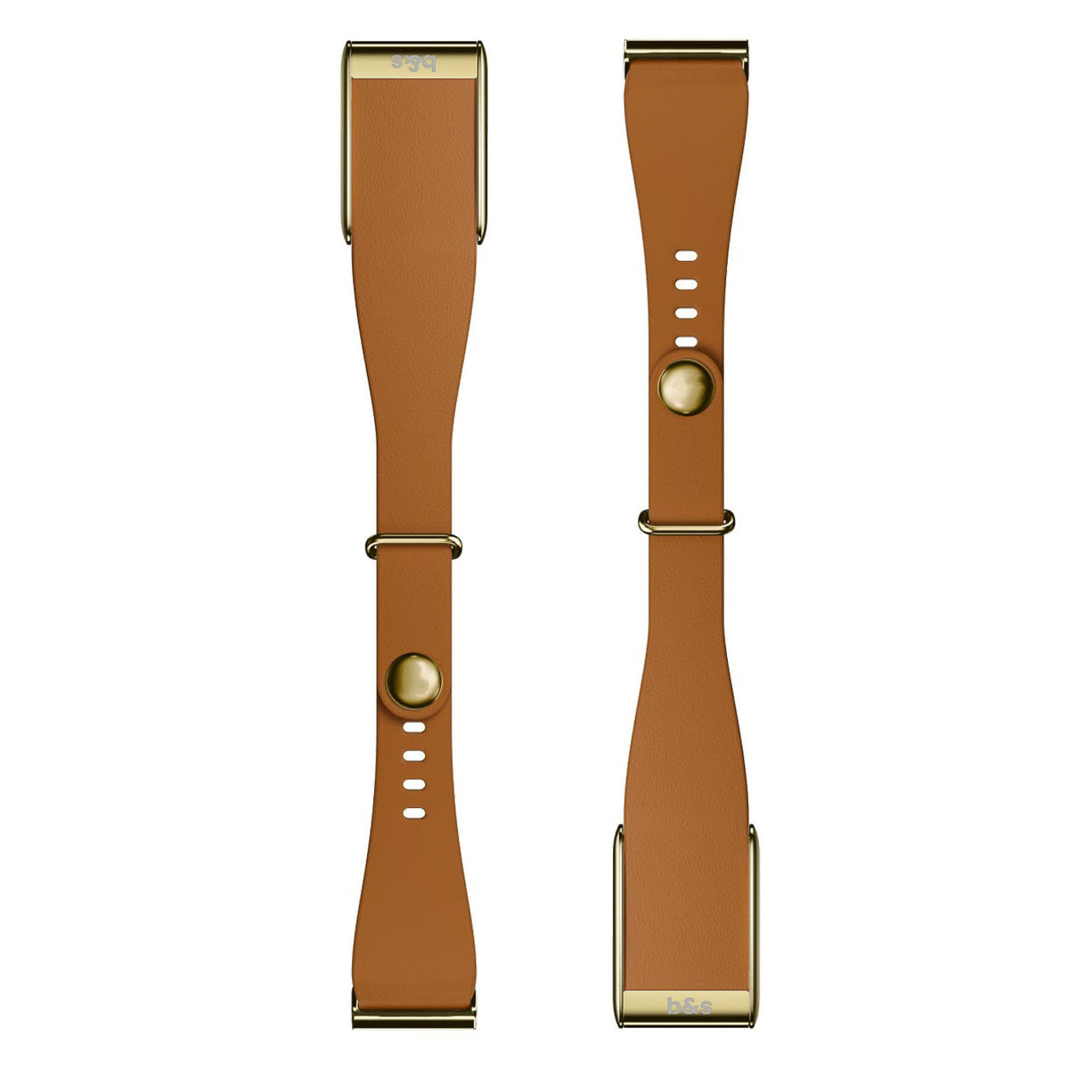b&s Tapered Leather Strap for Whoop 5.0 Peak with Stainless Steel Glossy Gold Clasp