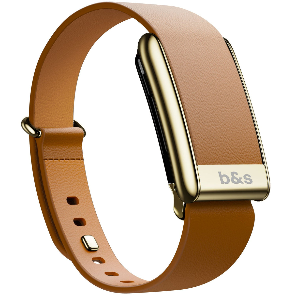 b&s Tapered Leather Strap for Whoop 5.0 Peak with Stainless Steel Glossy Gold Clasp