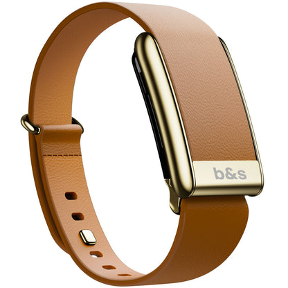 b&s Tapered Leather Strap for Whoop 5.0 Peak with Stainless Steel Glossy Gold Clasp