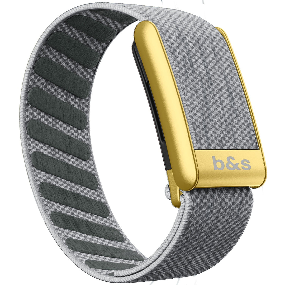 b&s Superknit Nylon Strap for Whoop 5.0 Peak, Jet Black with S Steel Matte Gold Clasp