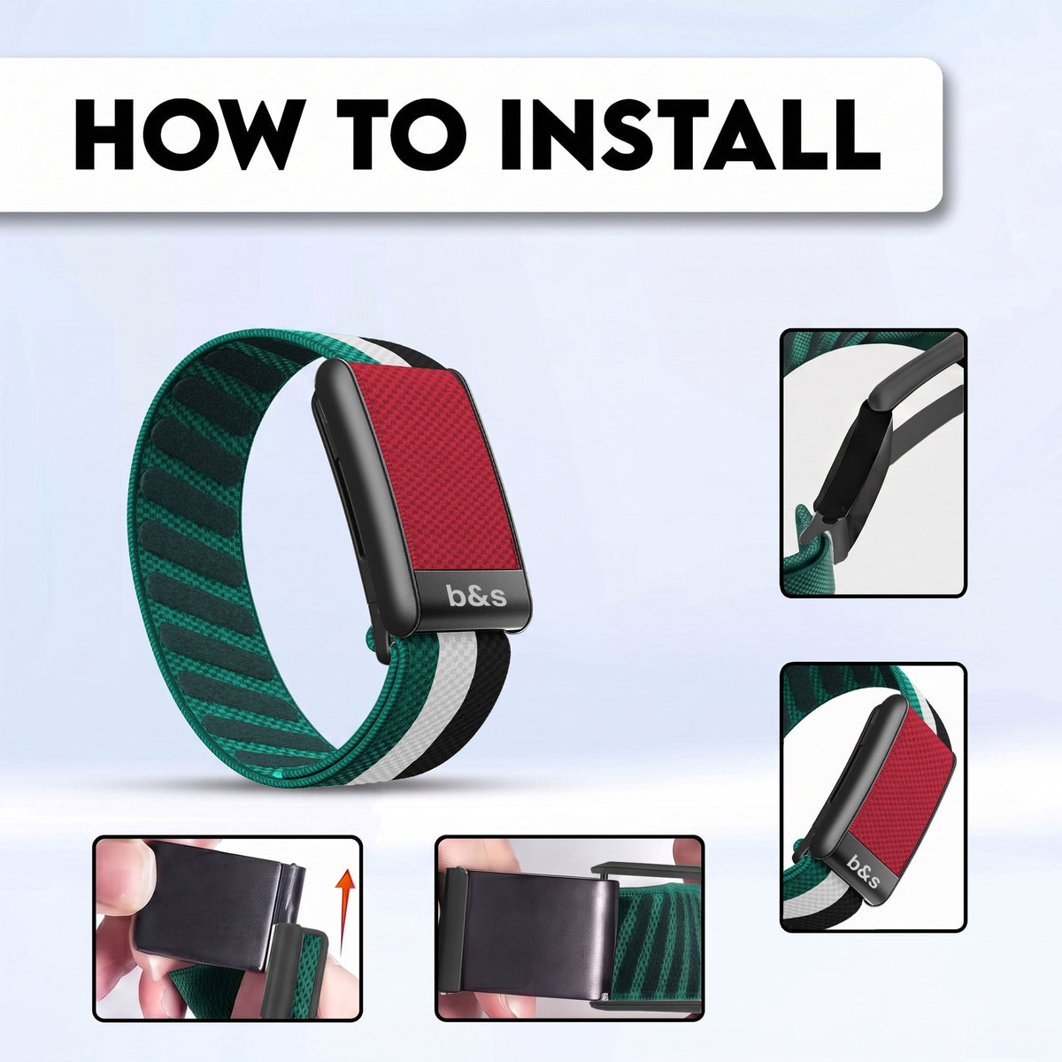 b&s Nylon Strap for Whoop 5.0 Peak with Stainless Steel Black Matte Clasp Flag Collection