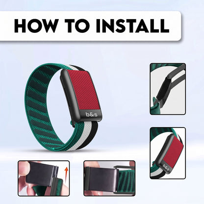 b&s Nylon Strap for Whoop 5.0 Peak with Stainless Steel Black Matte Clasp Flag Collection