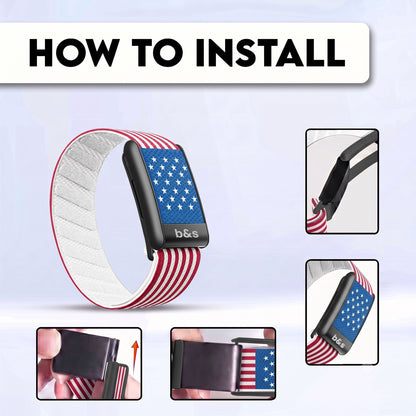 b&s Nylon Strap for Whoop 5.0 Peak with Stainless Steel Black Matte Clasp Flag Collection
