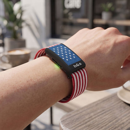 b&s Nylon Strap for Whoop 5.0 Peak with Stainless Steel Black Matte Clasp Flag Collection