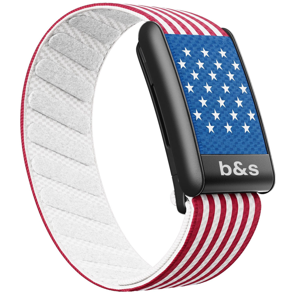 b&s Nylon Strap for Whoop 5.0 Peak with Stainless Steel Black Matte Clasp Flag Collection