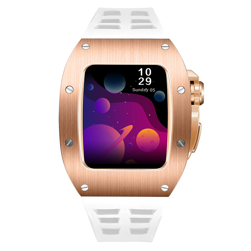 Apple Watch Case for Series 7/8/9 (45mm), 0012 Rose Gold Case with White Strap