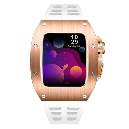 Apple Watch Case for Series 7/8/9 (45mm), 0012 Rose Gold Case with White Strap