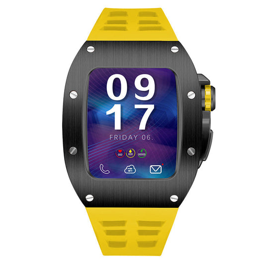 Apple Watch Case for Series 7/8/9 (45mm), 0012 Black Case with Yellow Strap