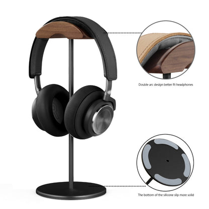 Black Walnut Wood & Aluminum Headphone Stand