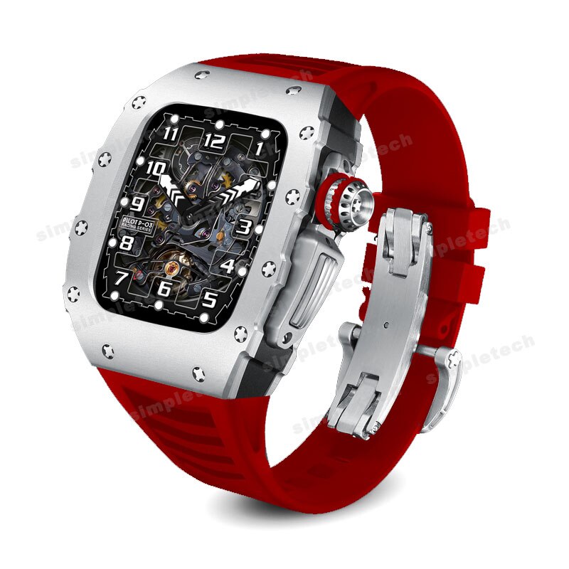 Metal Case for iWatch Series Fluorine Rubber Strap
