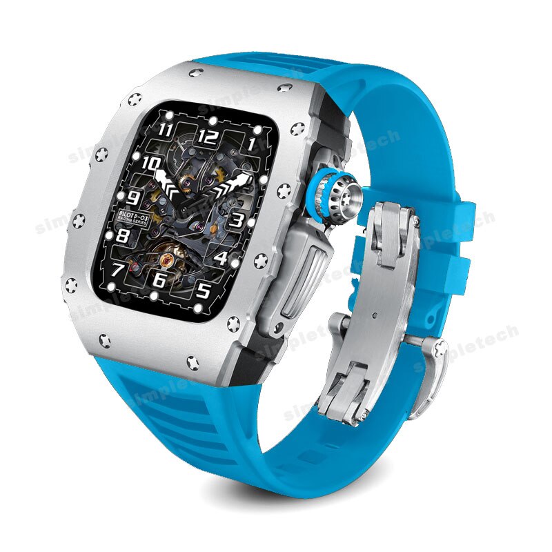 Metal Case for iWatch Series Fluorine Rubber Strap