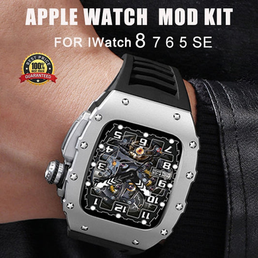 Metal Case for iWatch Series Fluorine Rubber Strap