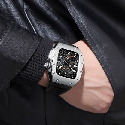 Metal Case for iWatch Series Fluorine Rubber Strap