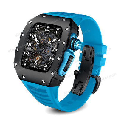 Metal Case for iWatch Series Fluorine Rubber Strap